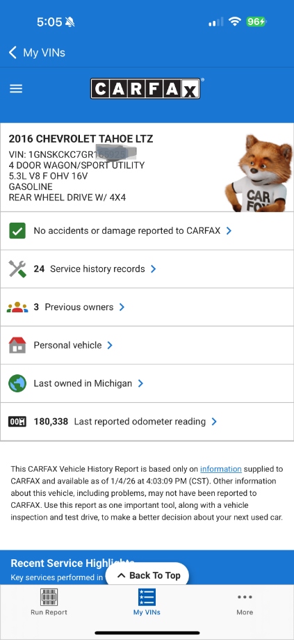 2016 Chevy Tahoe LTZ 4x4 Black 